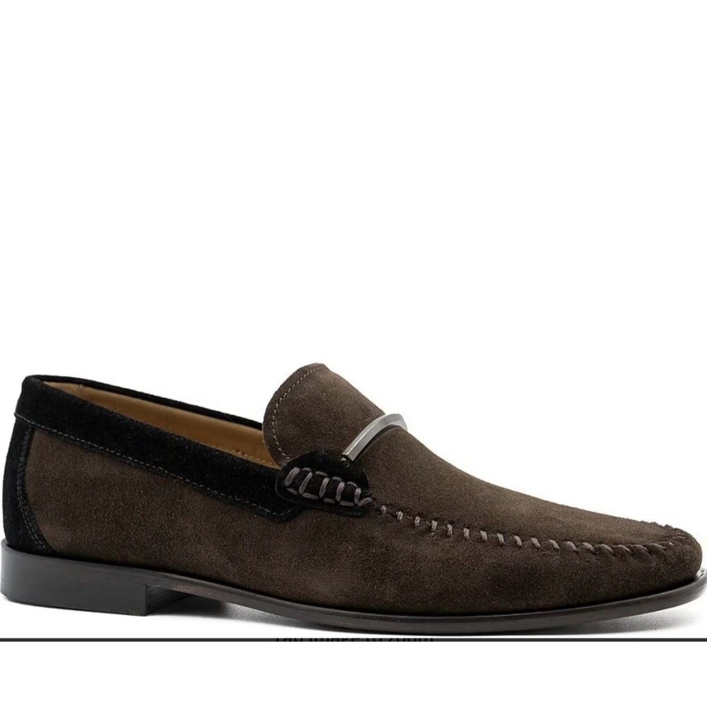 Flag Ltd Men's Vincent Bit Suede Slip On Loafers 2 Tone Brown & Black Sz 9.5 New